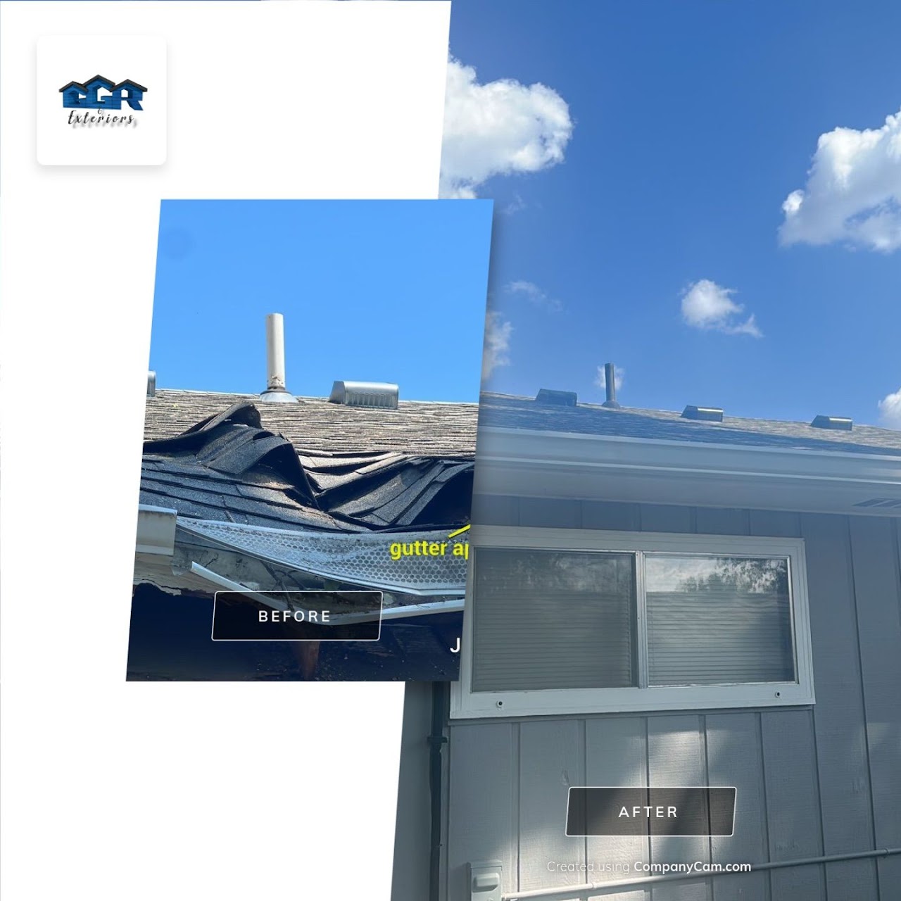 Before and after gutter replacement by GGR Exteriors — Eastern Nebraska