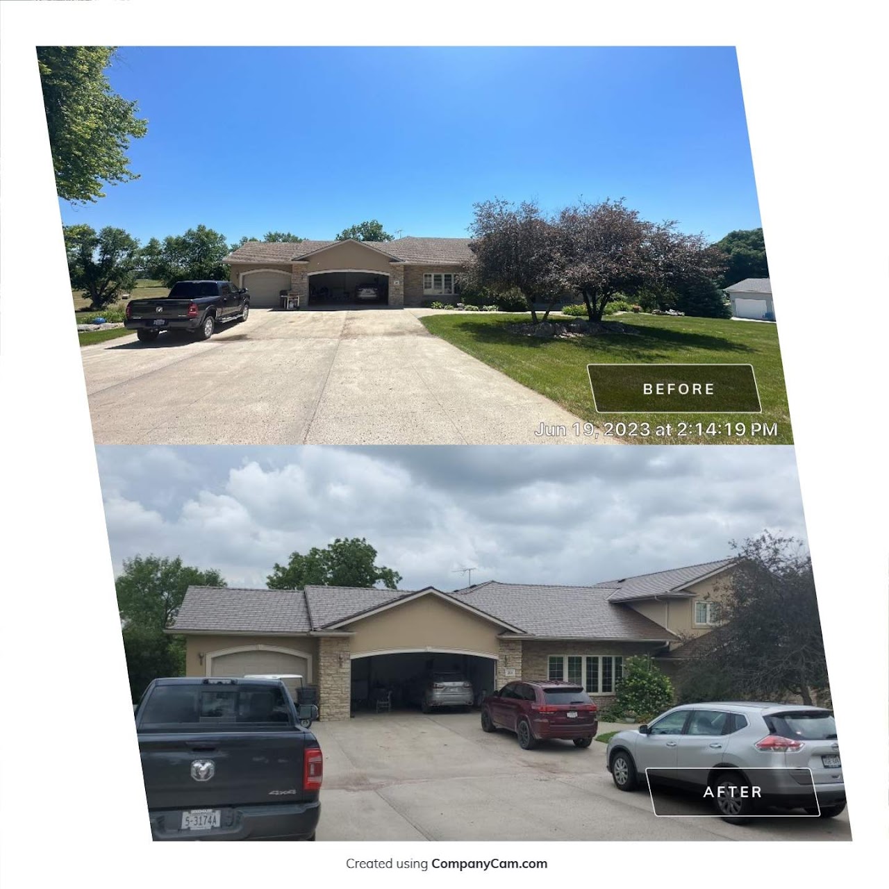 Before and after roof replacement — GGR Exteriors Eastern Nebraska