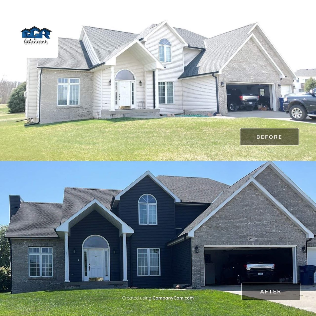 Before and after siding replacement by GGR Exteriors — Eastern Nebraska